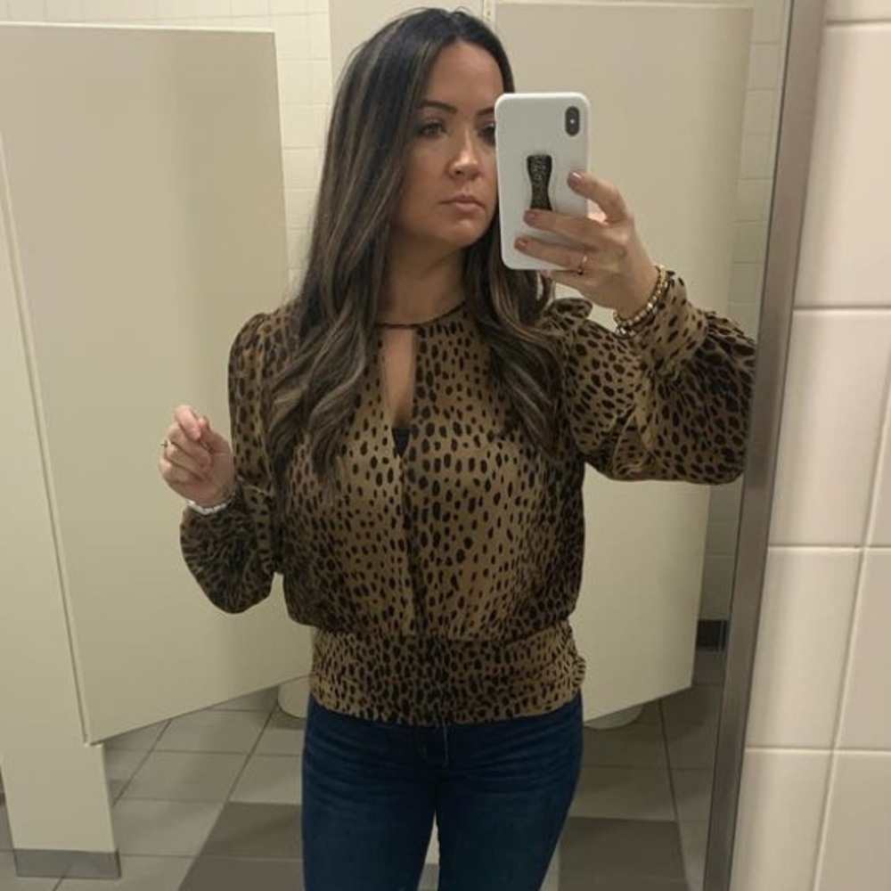 GOOD‎ AMERICAN Leopard Keyhole Blouse | EUC!!🤎🖤🤎🖤